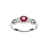 Sterling Silver Ruby and White Topaz Ring