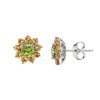 Sterling Silver Peridot and Citrine Earrings