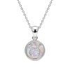 Sterling Silver Mother of Pearl Taurus Zodiac Pendant With Chain 18 Inches