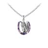 Sterling Silver Purple Turquoise Horseshoe Pendant With Chain 18 Inches