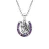 Sterling Silver Purple Turquoise Horseshoe Pendant With Chain 18 Inches