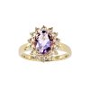 Sterling Silver Amethyst and White Topaz Ring Over 18K Yellow Gold Plated