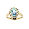 Sterling Silver Sky Blue Topaz and White Topaz Ring Over 18K Yellow Gold Plated