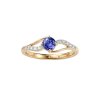Sterling Silver Tanzanite and White Topaz Ring Over 18K Yellow Gold Plated