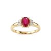 Sterling Silver Ruby and White Topaz Over 18K Yellow Gold Plated