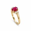 Sterling Silver Ruby and White Topaz Over 18K Yellow Gold Plated