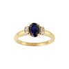 Sterling Silver Blue Sapphire and White Topaz Over 18K Yellow Gold Plated