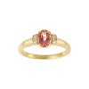 Sterling Silver Pink Topaz and White Topaz Over 18K Yellow Gold Plated