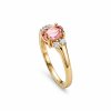 Sterling Silver Pink Topaz and White Topaz Over 18K Yellow Gold Plated