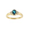 Sterling Silver London Blue Topaz and White Topaz Over 18K Yellow Gold Plated