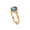Sterling Silver London Blue Topaz and White Topaz Over 18K Yellow Gold Plated