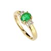 Sterling Silver Emerald and White Topaz Over 18K Yellow Gold Plated