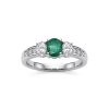 Sterling Silver Emerald and White Topaz Ring