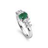 Sterling Silver Emerald and White Topaz Ring