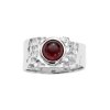 Sterling Silver Garnet Hammered Ring