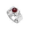 Sterling Silver Garnet Hammered Ring