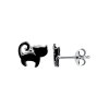 Sterling Silver Black Enamel Cat Earrings