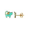 Sterling Silver Mint Green Enamel Cat Earrings Over 18K Yellow Gold Plated