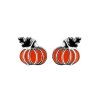 Sterling Silver Enamel Halloween Pumpkin (Jack-o'-lantern) Earrings