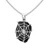 Sterling Silver Enamel Halloween Spider Pendant with Chain 18 Inches