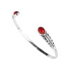 Sterling Silver Red Coral Bangle 7.5 Inches