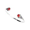 Sterling Silver Red Coral Bangle 7.5 Inches
