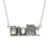Sterling Silver Rainbow Moonstone with Labradorite Magical Grimoire Necklace 18 Inches