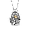 Sterling Silver Witch Cat Locket Two Tone Necklace 18 Inches