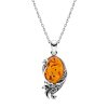 Sterling Silver Amber Pendant With Chain 18 Inches