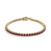 Sterling Silver Ruby Round 3 mm Bracelet Over 18K Yellow Gold Plated 7.25 Inches