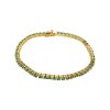 Sterling Silver Emerald Round 3 mm Bracelet Over 18K Yellow Gold Plated 7.25 Inches
