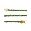 Sterling Silver Emerald Round 3 mm Bracelet Over 18K Yellow Gold Plated 7.25 Inches