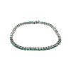 Sterling Silver Emerald Round 3 mm Bracelet Over Rhodium Plated 7.25 Inches