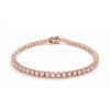 Sterling Silver Pink Morganite Round 3 mm Bracelet Over Rose Gold Plated 7.25 Inches