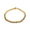 Sterling Silver Multi Tourmaline Round 3 mm Bracelet Over 18K Yellow Gold Plated 7.25 Inches