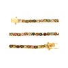 Sterling Silver Multi Tourmaline Round 3 mm Bracelet Over 18K Yellow Gold Plated 7.25 Inches