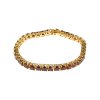 Sterling Silver Garnet Round 5 mm Bracelet Over 18K Yellow Gold Plated 7.25 Inches
