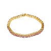 Sterling Silver Amethyst Round 5 mm Bracelet Over 18K Yellow Gold Plated 7.25 Inches