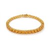 Sterling Silver Citrine Round 5 mm Bracelet Over 18K Yellow Gold Plated 7.25 Inches