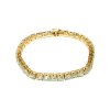 Sterling Silver Sky Blue Topaz Round 5 mm Bracelet Over 18K Yellow Gold Plated 7.25 Inches