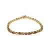 Sterling Silver Multi Tourmaline Oval 5x3 mm. Bracelet Over 18K Yellow Gold Plated 7.25 Inches