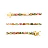 Sterling Silver Multi Tourmaline Oval 5x3 mm. Bracelet Over 18K Yellow Gold Plated 7.25 Inches