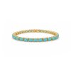 Sterling Silver Sleeping Beauty Turquoise Over 18K Yellow Gold Plated 7.25 Inches