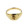 Sterling Silver Marigold (Flower of Month) Signet Ring Over 18K Yellow Gold Plated