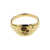 Sterling Silver Chrysanthemum (Flower of Month) Signet Ring Over 18K Yellow Gold Plated