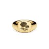 Sterling Silver Chrysanthemum (Flower of Month) Signet Ring Over 18K Yellow Gold Plated