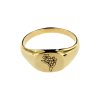 Sterling Silver Narcissus (Flower of Month) Signet Ring Over 18K Yellow Gold Plated