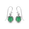 Sterling Silver Green Jadeite Hammered Earrings