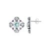 Sterling Silver Sky Blue Topaz With Amethyst  Earrings