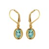 Sterling Silver Sky Blue Topaz Earrings Over 18K Yellow Gold Plated